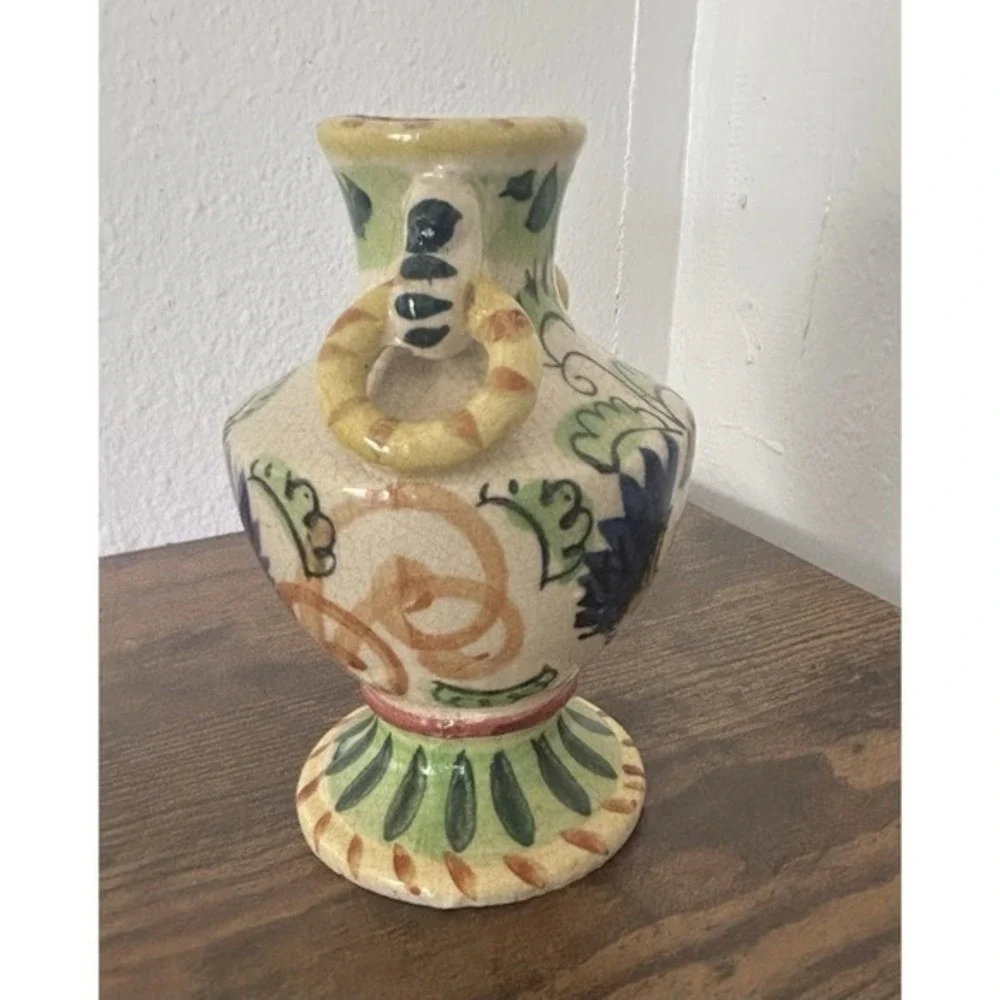 Vintage Handles‎ Ceramic Vase JAPAN Phoenix Bird Asian 5inch